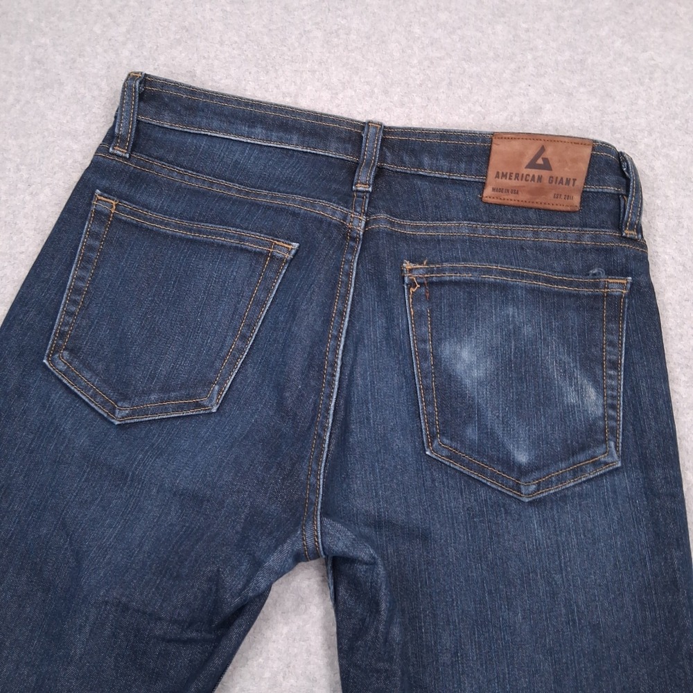 American Giant Dakota Jeans Men 32x32 (31x31) Dark Slim Straight Stretch Denim - Picture 8 of 13